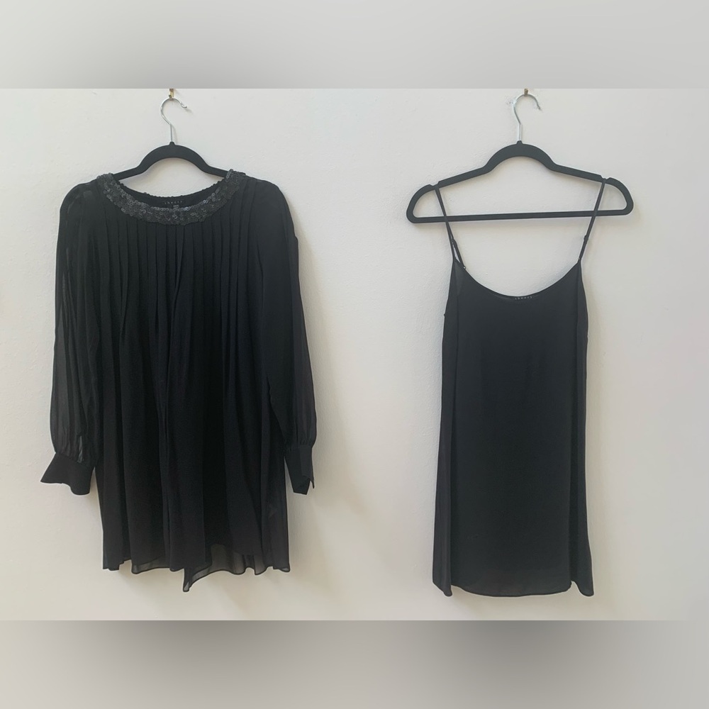 SZ 2 Theory Black Mini Long Sheer Sleeve Dress - Picture 2 of 7